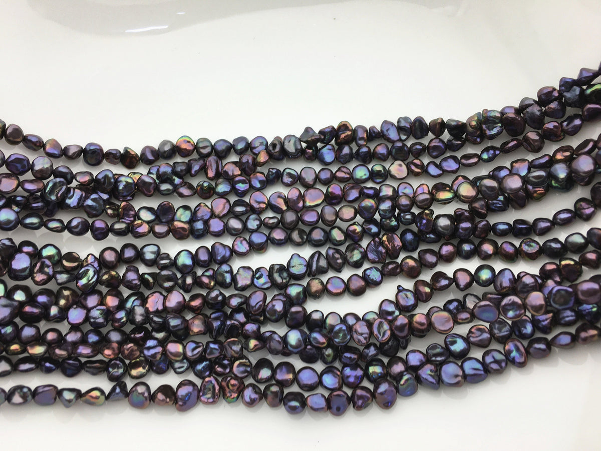 AAA 5-6mm Small Black Rainbow Keshi Freshwater Pearls,ZS-130-5