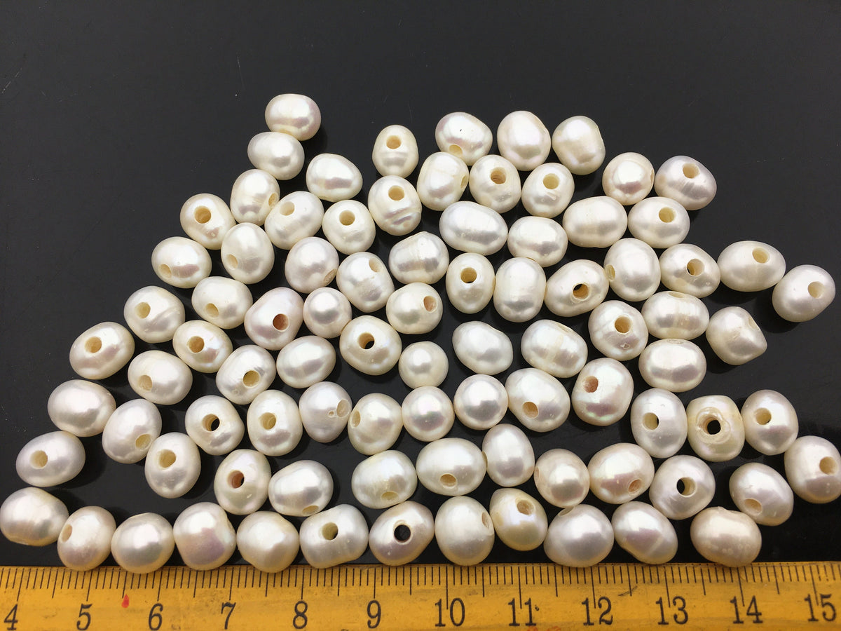 30pcs AA 7.4-8.2mm potato freshwater pearls,2.2mm large hole,potato pearl,pearl wholesale in bulk,CR8-2A-5