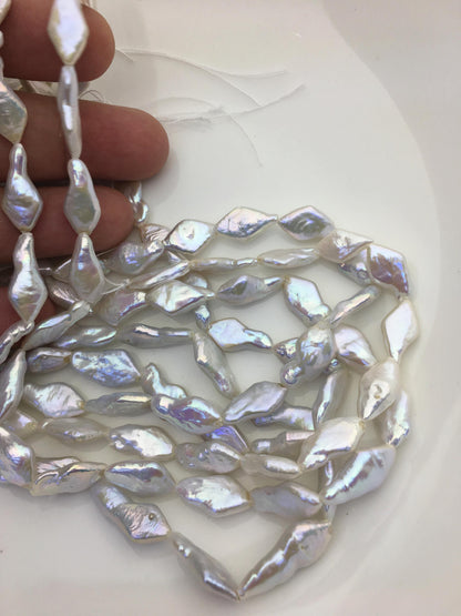5 strands AAA 8-10mm White diamond Shape Freshwater Pearl,ZS-103-29