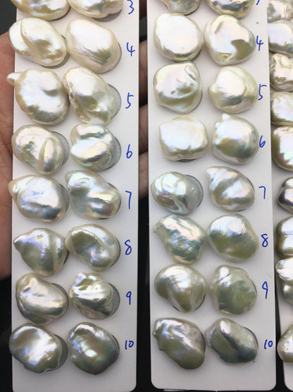 1 pair AAA 14-18x19-23mm White Baroque Pearl Pairs,Baroque Cultured Freshwater Pearl,no hole,FL15-3A-9-9