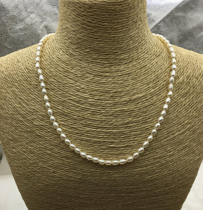 15+2'' AAA 2.8-3.1mm tiny rice freshwater Pearl necklace, genuine freshwater Pearl necklace, Natural Pearl Necklace, NPN1-042