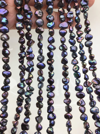 AAA 6-7mm black Keshi Freshwater Pearls,baroque pearl,keshi pearl strands,ZS-130-7