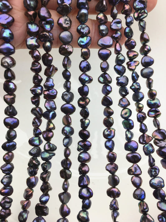 AAA 6-7mm black Keshi Freshwater Pearls,baroque pearl,keshi pearl strands,ZS-130-7