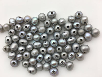 30pcs AA+ 7.3-8.3mm 2.2mm large hole gray potato pearls, cultured potato pearl, loose freshwater pearl, white pearl strand, 30pcs, CR8-T2