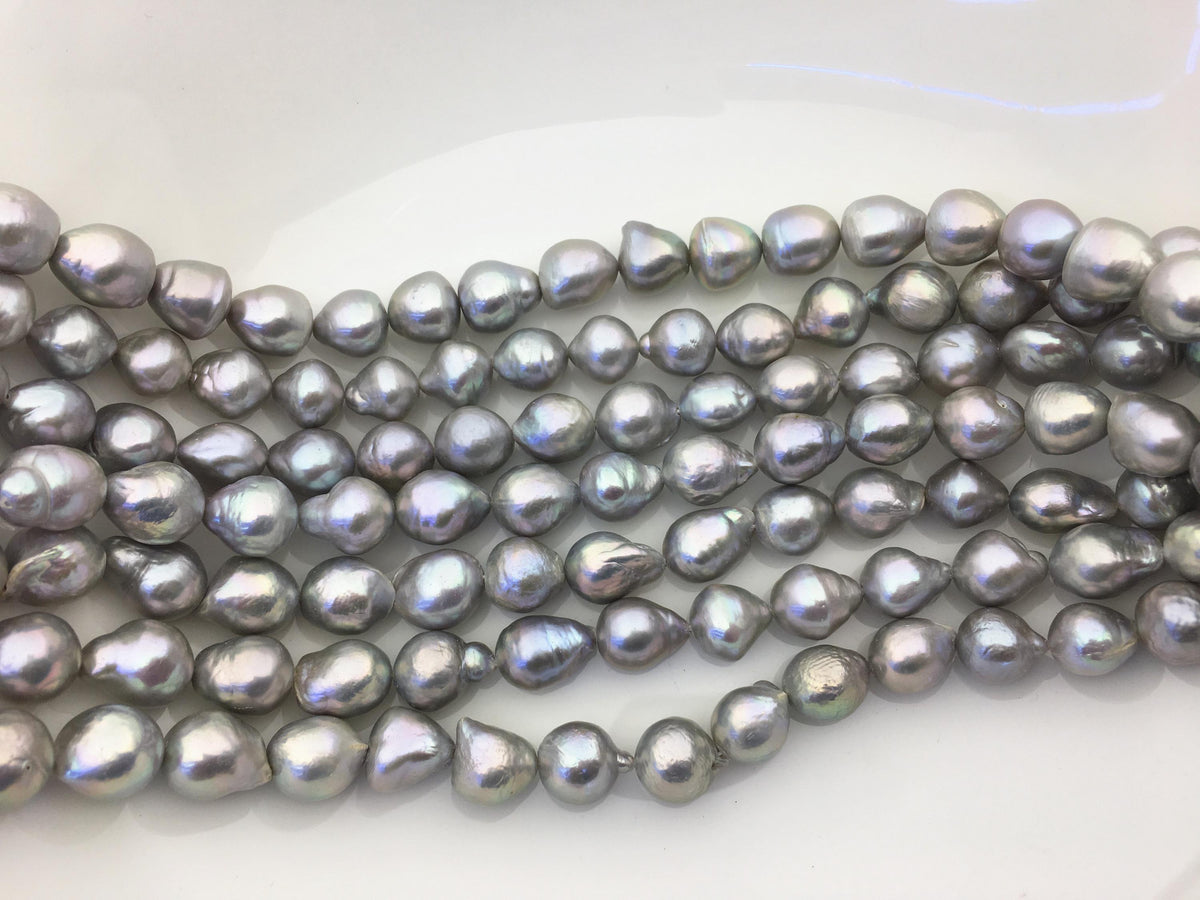 AA+ 10-12mm gray baroque drop Edison Freshwater Pearl,ED12-2A-5-2