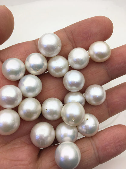 10pcs AA 13-14mm White Round edison freshwater pearl,half hole,RP13-T4