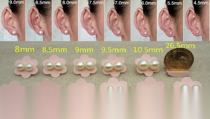 1 pair AAA 8-9mm Gray Green Rainbow Gray Color Pearl earrings, stud pearl earrings, Sterling Silver, bridal, SE1-033