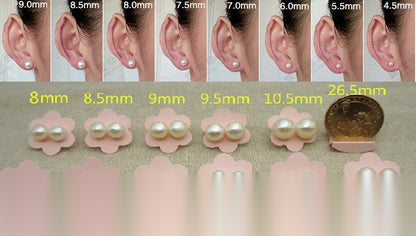 1 pair AAA 8-9mm Gray Green Rainbow Gray Color Pearl earrings, stud pearl earrings, Sterling Silver, bridal, SE1-033