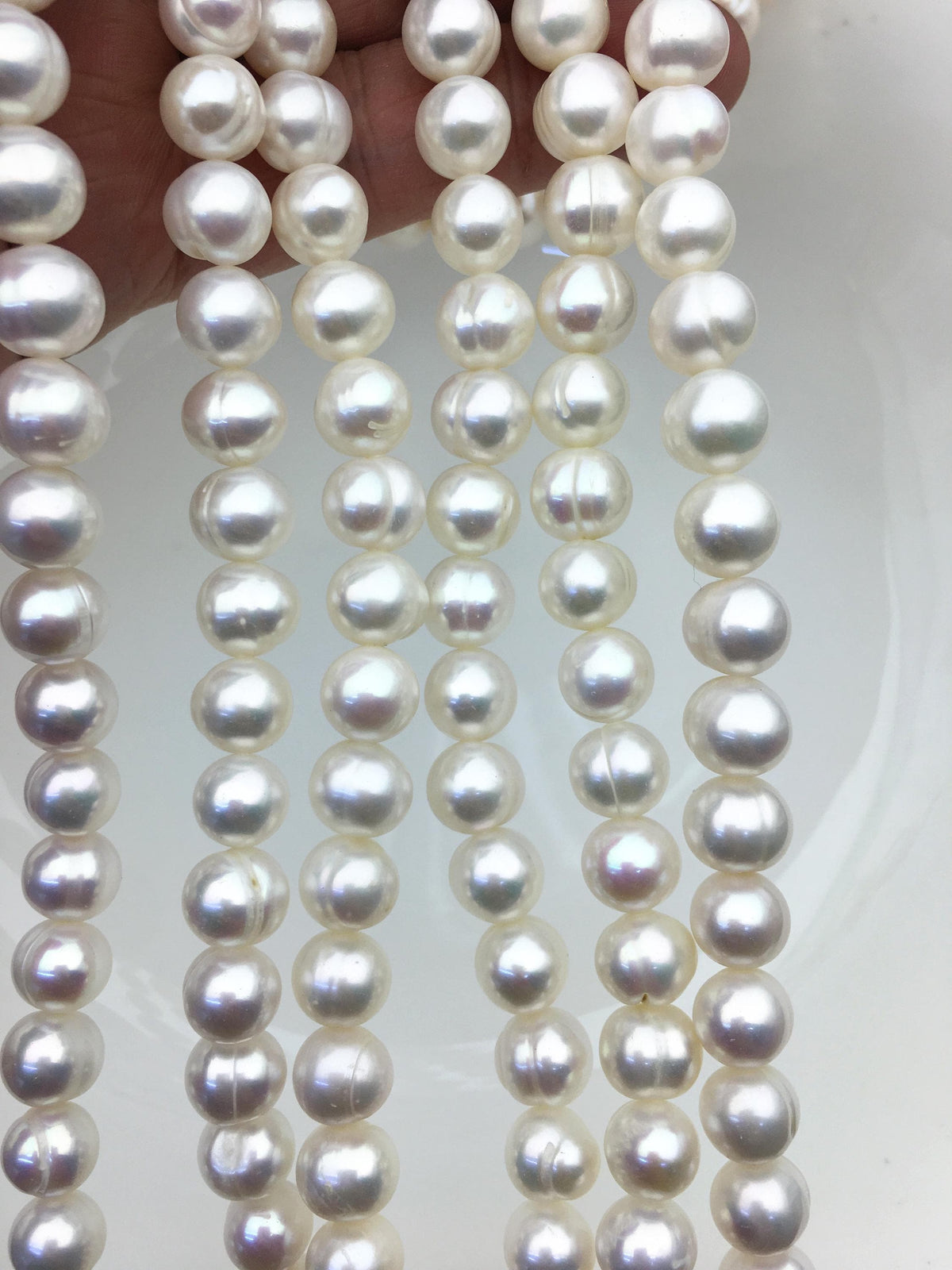 AA 9-10mm white near round potato freshwater pearls,freshwater potato shape pearl string,CR9-2A-12