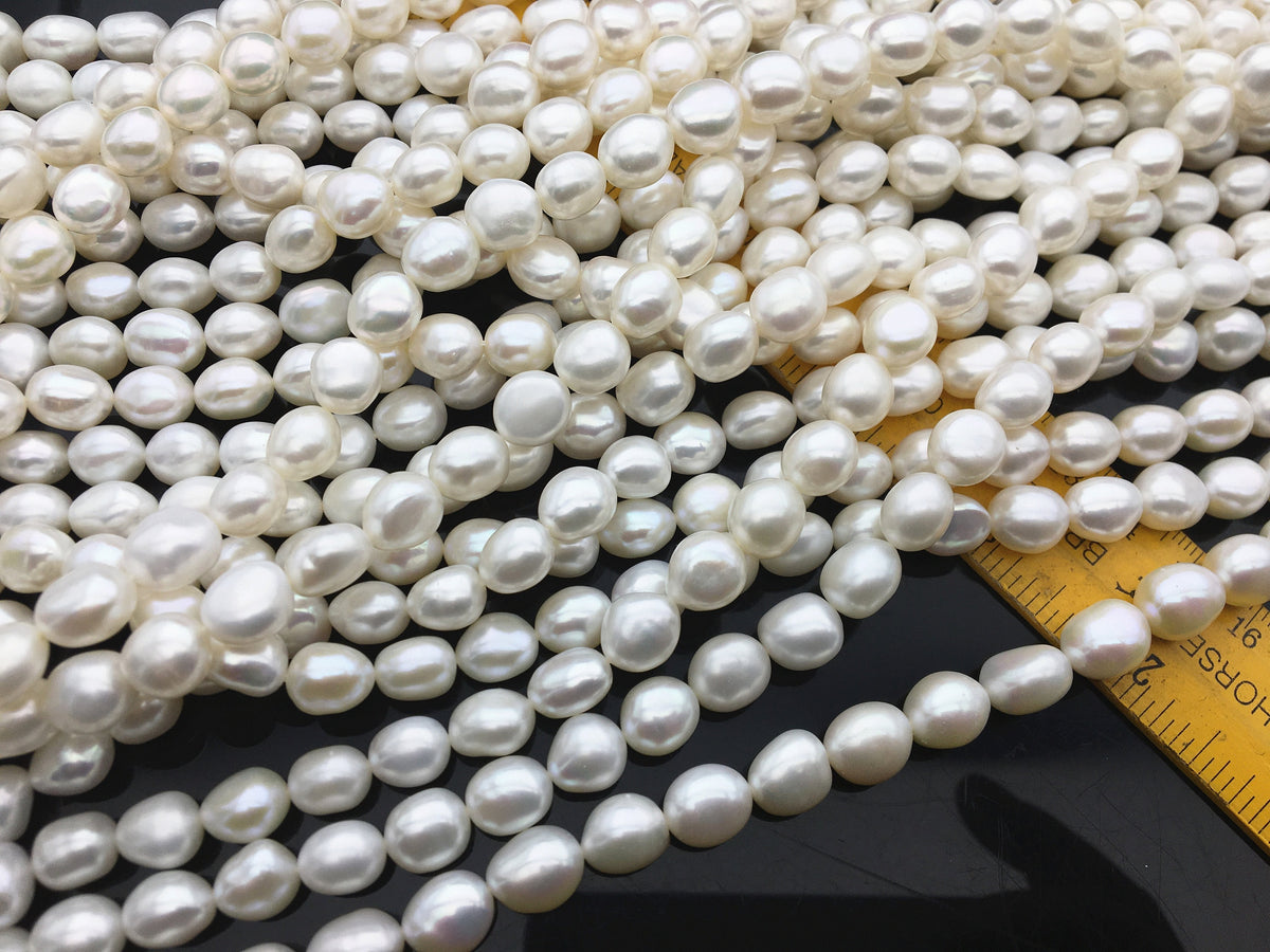 AAA+ 8.4-9.3mm white nugget freshwater pearls, high luster,baroque pearl necklace,LM9-T8