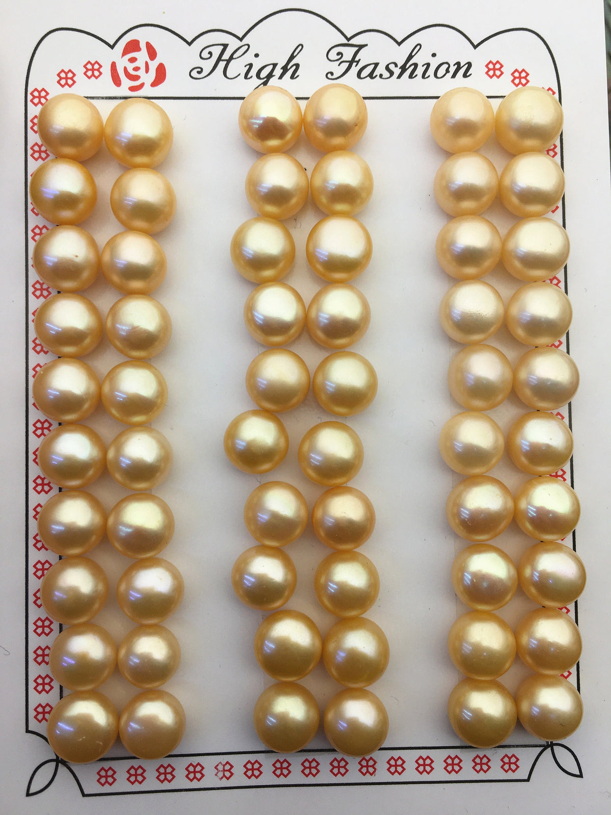 30pairs AAA 8-8.5mm yellow orange button round freshwater pearls pairs,half drill pearl,BTN8-T1