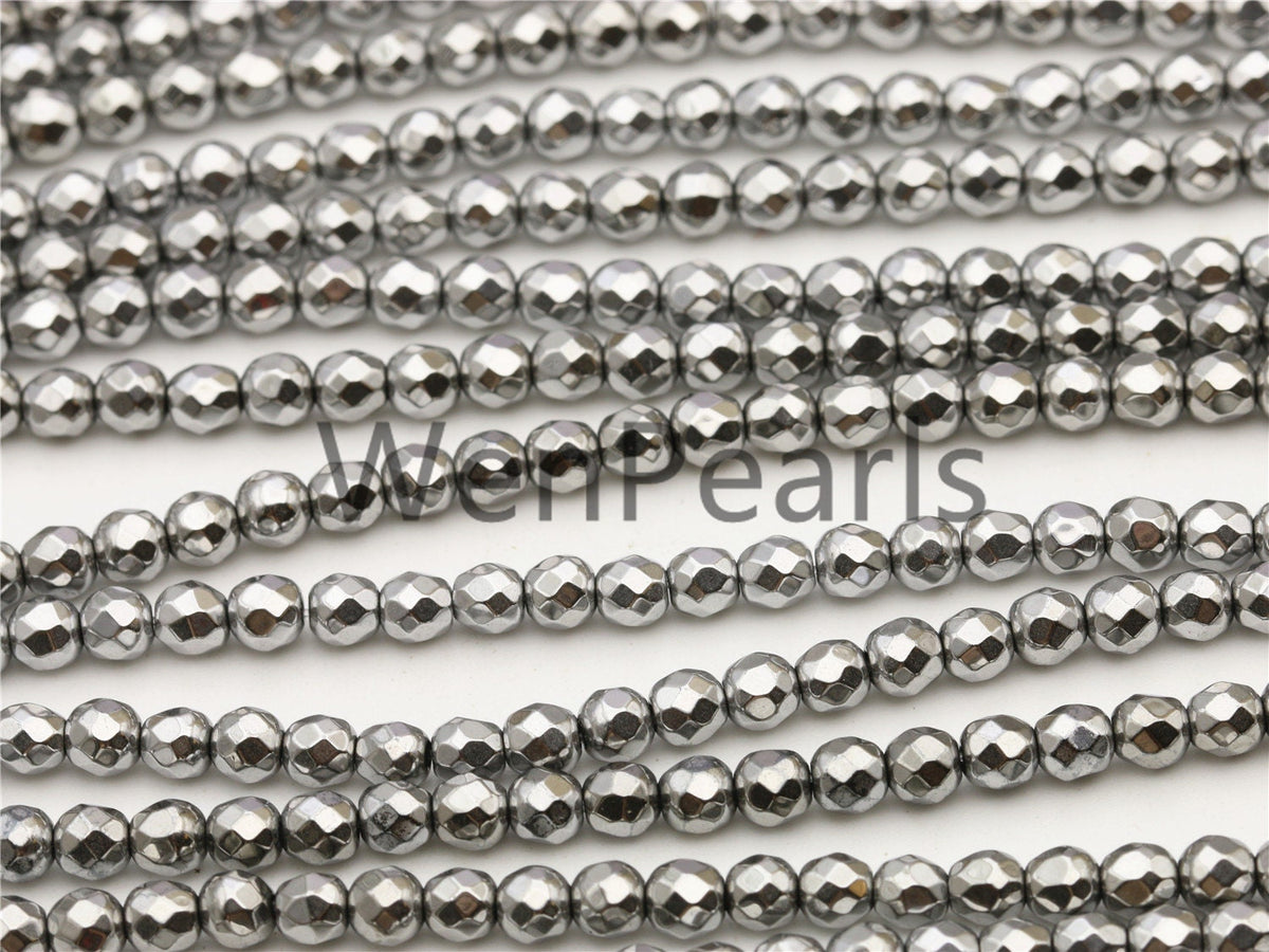 Hematite silver Gray,2mm Faceted Round,AAA,180 beads,15.5 inches,G50-R2-004