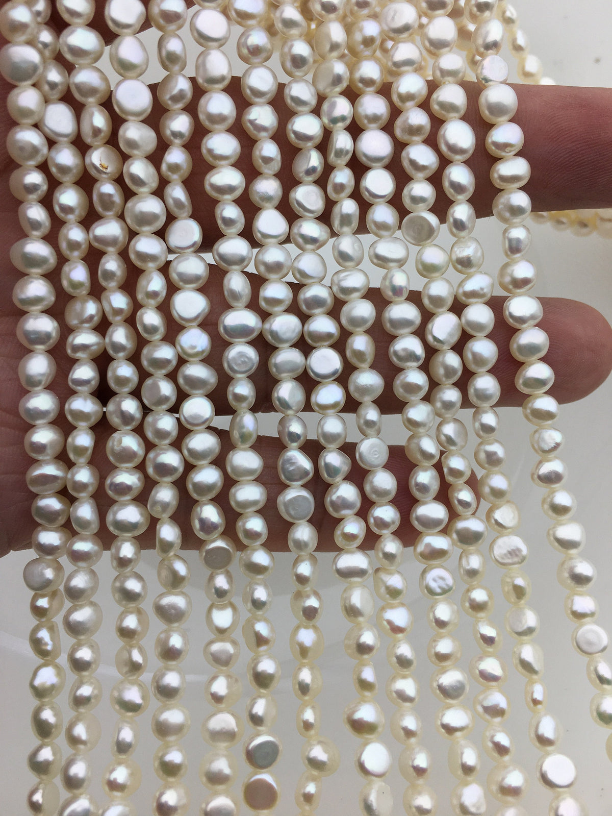 AAA+ 4.5-5.5x5-6mm Tiny white nugget freshwater pearls,irregular nugget freshwater pearl strand,LM4-3A-2