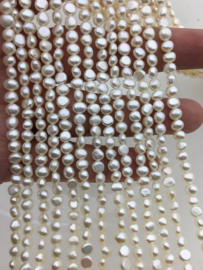 AAA+ 4.5-5.5x5-6mm Tiny white nugget freshwater pearls,irregular nugget freshwater pearl strand,LM4-3A-2