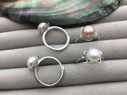 AAA White/Purple Freshwater pearl ring, S925 sterling silver ring, cz diamond wedding rings, bridal ring, anniversary rings, R1-038