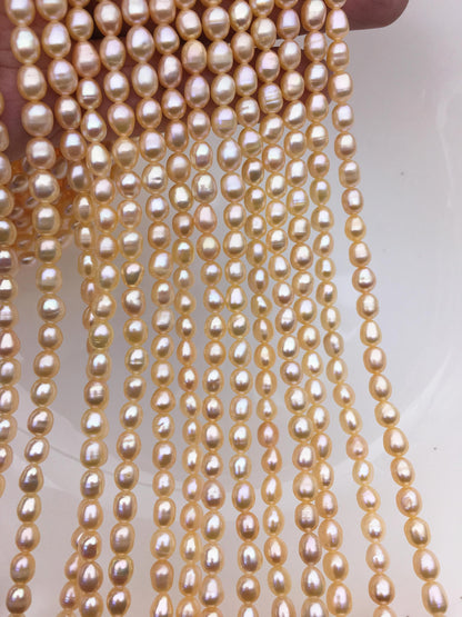 AA+ 5-6mm peach pink rice pearl beads,high luster freshwater pearls,loose freshwater pearl,LR5-2A-1