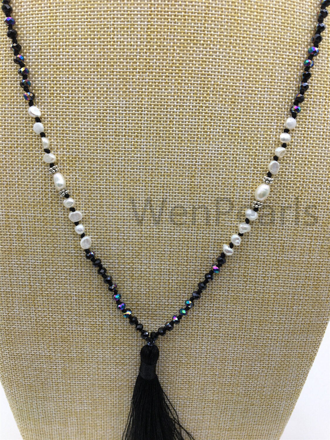 32'' pearl and crystal necklace,high luster freshwater pearls,freshwater pearl,rice pearl,wholesale,NPN5-001-1