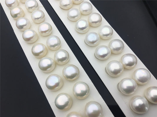 Rare!AAA 12.5-13mm High Luster Thick Skin button freshwater pearls, round button pearl pairs, pearl earring, pearl stud, BTN12-3A-3