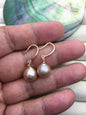 AAA 11-12mm purple teardrop edison freshwater pearl dangle earrings, sterling silver rose plated dangle earrings, SE3-T9-19