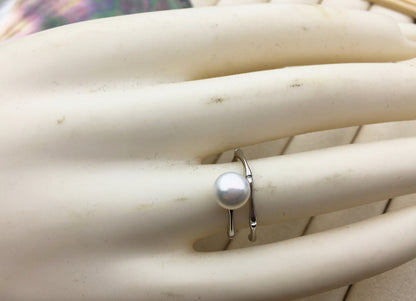 AAA single white button round Pearl Sterling silver ring, wedding rings for women, sterling silver 925 open ring jewellery, R1-060