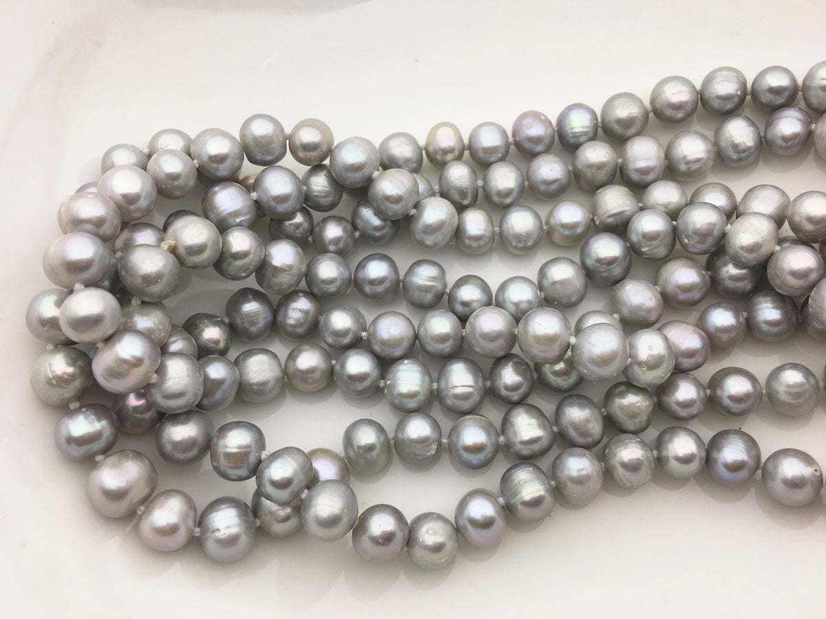 58'' 9mm AA Gray potato Freshwater Pearl Necklace,NPN1-T34