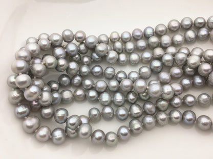 58'' 9mm AA Gray potato Freshwater Pearl Necklace,NPN1-T34