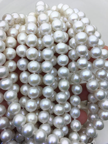 17.5 inches AA+ 8-10mm white round freshwater Pearl necklace, genuine freshwater Pearl necklace, Natural Pearl Necklace, NPN1-059