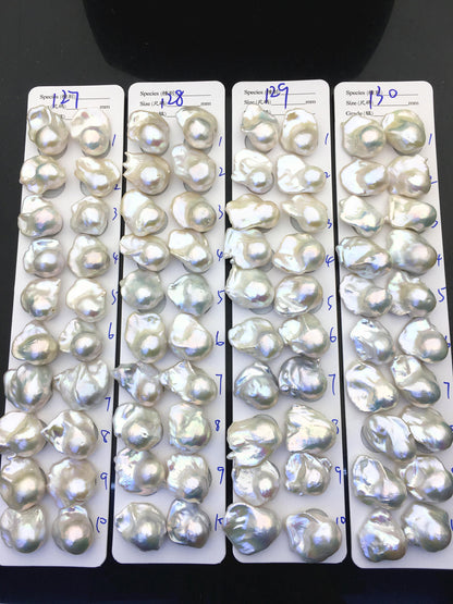 1 pair AAA 17-20x20-25mm White Flameball Pearl Pairs, no hole, Baroque Cultured Freshwater Pearl, flameball pearls, FL15-3A-8-59