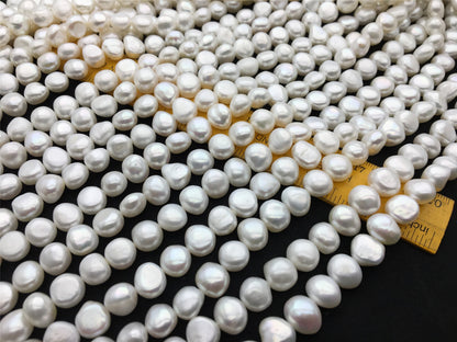 AAA 11-12mm white nugget freshwater pearls, full strand, white baroque pearl, irregular pearl, pearl wholesale supply China, LM11-3A-1