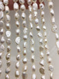 High Luster!AA+ 7.4-8.5mm white long nugget shape freshwater pearls, white cultured freshwater baroque pearl bead string, LM8-2A-4