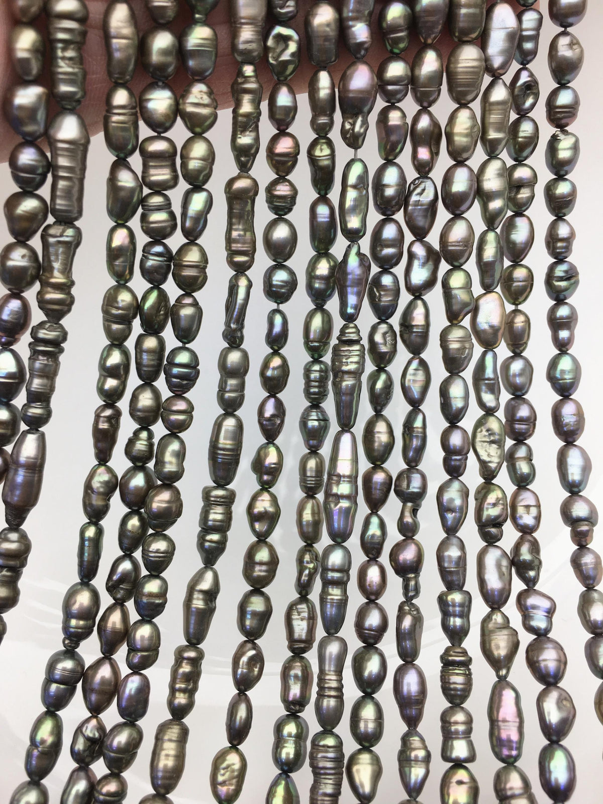 AA+ 5-6mm green toothpick Biwa Pearl Necklace,Genuine Fresh Water Pearl,Wedding Necklace,Mothers Day,ZS-80-10-16