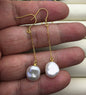 AAA 10-11mm White Keshi pearl Tassels dangle earrings, 925 Sterling Silver Gold Plated pearl earrings, pearl for women, SE3-009
