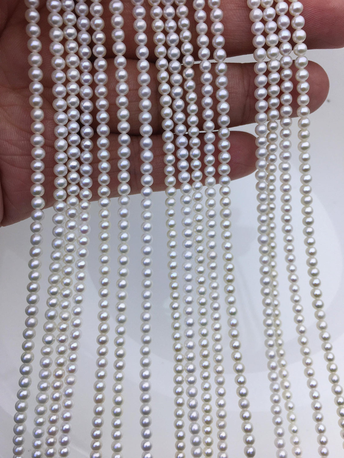 AAA 3-3.5mm white round freshwater nuclear pearls, white round pearl, full strand, round pearl strands, pearl wholesale, RP3-3AY-GJ-4