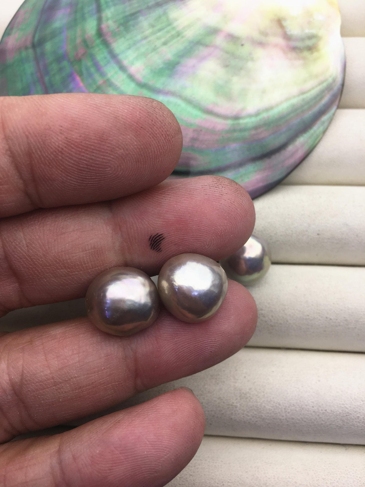 1 pair AAA 12-13mm Gray Mabe Half Ball Freshwater Pearl stud earrings,SE3-022-4