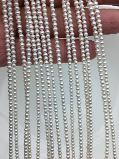 AA+ 2.5-3mm white seed pearls, white potato freshwater pearl, for pearl necklace, loose freshwater pearl, CR2-2A-1