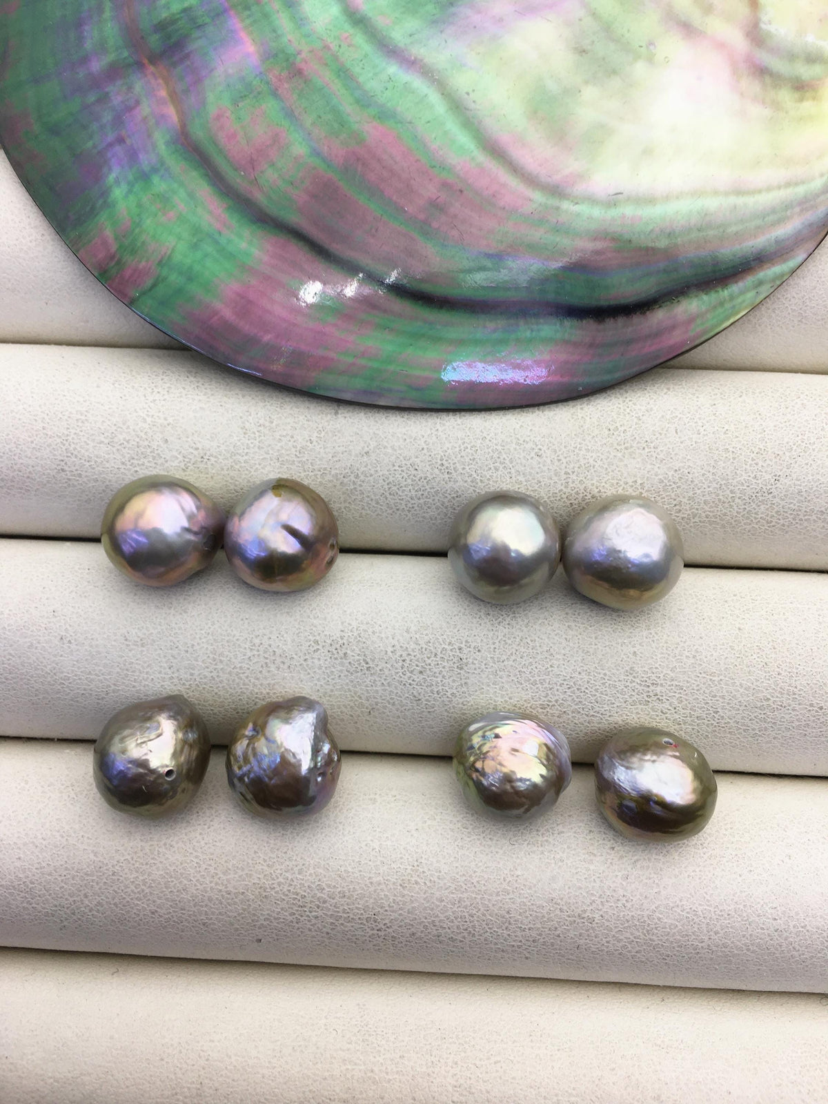 5pairs AAA 11-12mm Gray Bronze baroque edison freshwater pearl Pair,half hole,ED11-3A-2-28