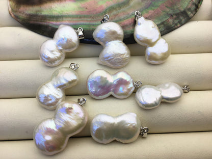 1pc AAA 13-16mm Big white Twins Coin freshwater Pearl pendant,NC1-T7