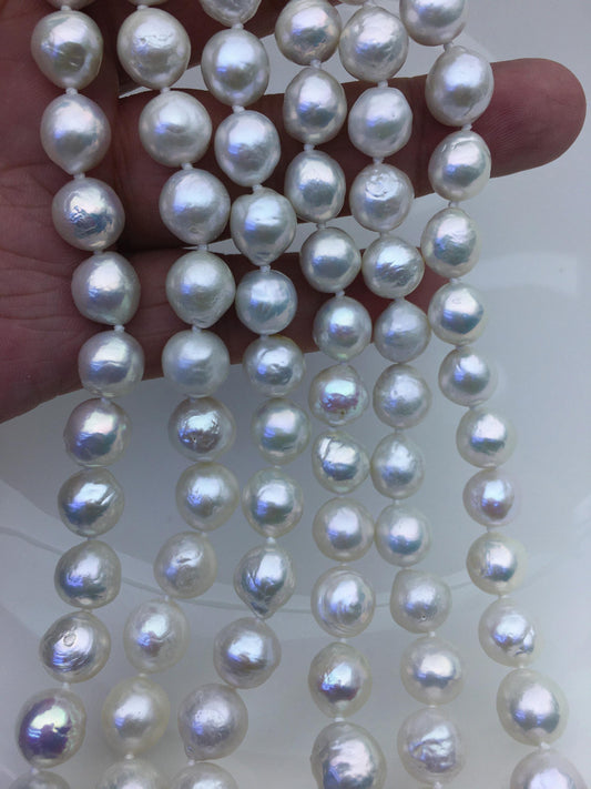 17.5'' AA+ 9-11mm white baroque near round edison freshwater Pearl necklace,genuine Natural Pearl Necklace,NPN1-T30-3