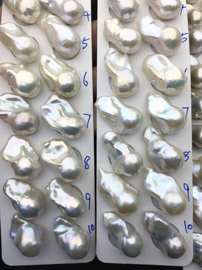 1 pair AAA 13-18x20-28mm White Flame ball Pearl Pairs-0.9mm top half hole-large Baroque freshwater pearl pairs, Fire Ball Pearl, FL15-3A-8-41