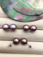 1 pair AAA 11-12mm purple round edison pearl stud earrings, S925 Sterling Silver stud earrings, wedding pearl earrings, SE3-T9-65
