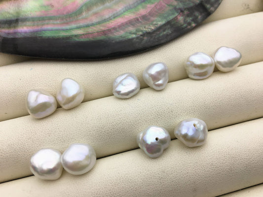 2 pairs AAA 9-10mm White keshi pearls Pair, for make stud earrings, baroque pearl, loose pearl beads, very high luster, ZS-127-33