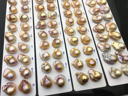 1 pair AAA 13-15mm Natural pink peach Rainbow Flame ball Pearl Pairs - large Baroque freshwater pearl pairs, Fire Ball Pearl, FL15-3A-8-27