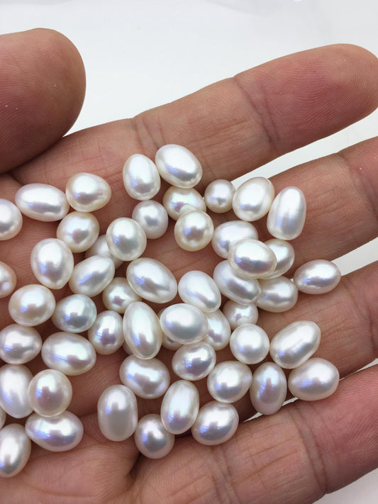 20pcs AAA 6.5-7.3mm*8-9.5mm white rice pearl for Oyster, for wish pearl oyster, for pearl vacuum-packed oysters, no hole, LR7-3A-1
