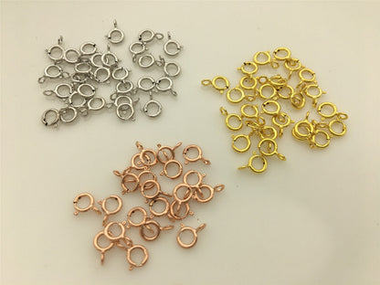 10pcs 5mmx8mm Sterling Silver Clasp Spring Ring clasp Closed Loop clasp,White yellow Rose Gold clasp,ASL-CL-017