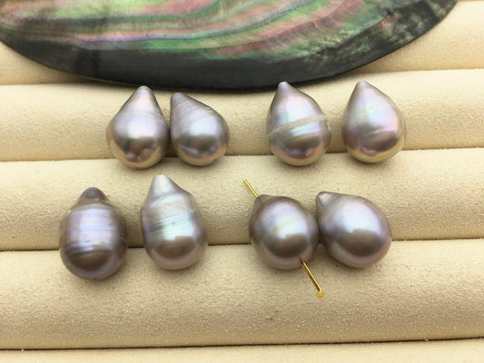 2 pair AA 11.5-12.5mm BIG gray Teardrop freshwater pearls pairs,for make dangle pearl earrings,LR12-T3