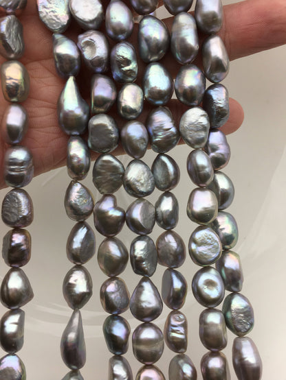 AA+ 9.2-10.2mm Deep gray nugget freshwater pearls,Cultured pearl,Irregular Beads for Pearl Necklace,LM10-T18