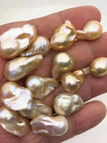 10pcs AAA/AA+ 12-16mm baroque Natural pink orange color Flame ball Pearl - no hole,FL15-T4-9