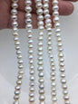 High Luster!AA+ 6.5-7.5mm white button thick skin freshwater pearls, Rondelle pearl Beads strand, loose strands, flat round pearls, SM7-T5
