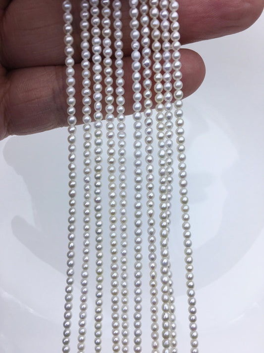 AAA 2.5-3mm white oval near round seed freshwater pearls, for pearl necklace, loose freshwater pearl, RP2-T6