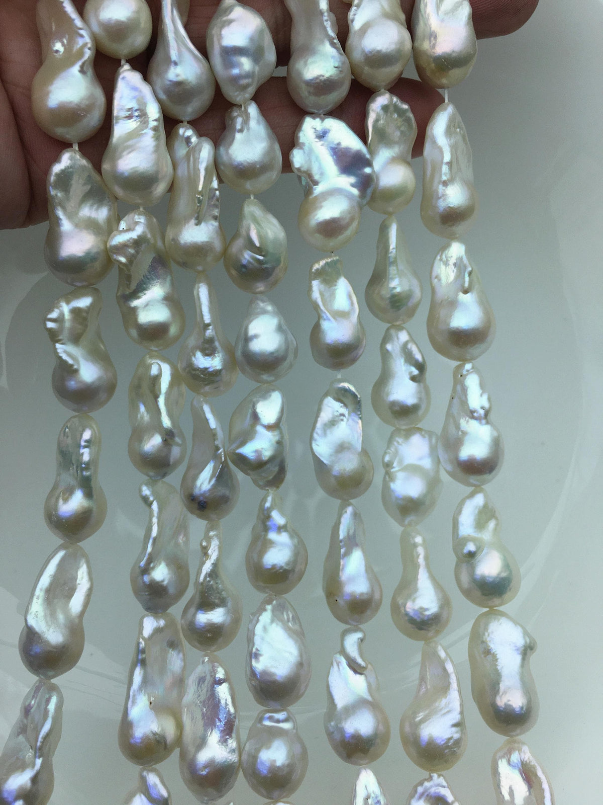 15.5'' AAA 11-14mm White flame ball pearl,FL15-3A-7-33